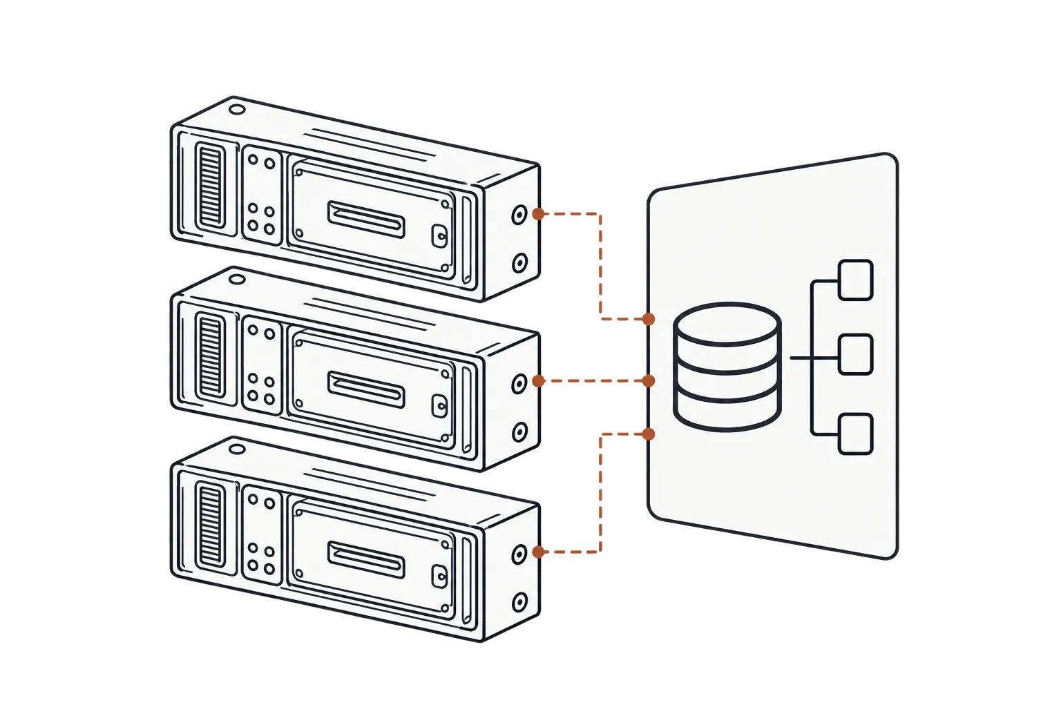 Physical disk cartridges connected to a shared storage pool.